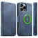 iPhone 16 Pro Suteni J07 Multi-functional Horizontal MagSafe Denim Leather Phone Case - Blue