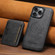 iPhone 16 Pro Suteni M3 Card Bag MagSafe Cowhide Texture Leather Phone Case - Black