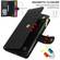 iPhone 16 Pro YM016 Rhombic Zipper Card Wallet Leather Phone Case with Lanyard - Black