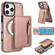 iPhone 16 Pro Zipper Wallet Split MagSafe Leather Back Phone Case - Rose Gold