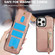 iPhone 16 Pro Zipper Wallet Split MagSafe Leather Back Phone Case - Rose Gold