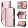 iPhone 16 Plus 9 Card Slots Zipper Wallet Bag Leather Phone Case - Rose Gold