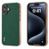 iPhone 16 Plus ABEEL Electroplating Frame Genuine Leather Litchi Texture Phone Case - Green