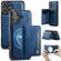 iPhone 16 Plus AutSpace A13 MagSafe Magnetic RFID Flip Card Bag Phone Case - Blue