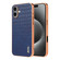 iPhone 16 Plus AZNS Electroplated Frame Crocodile Texture Full Coverage Phone Case - Blue