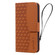 iPhone 16 Plus Business Diamond Buckle Leather Phone Case with Lanyard - Brown