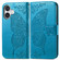 iPhone 16 Plus Butterfly Love Flower Embossed Leather Phone Case - Blue
