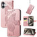 iPhone 16 Plus Butterfly Love Flower Embossed Leather Phone Case - Rose Gold