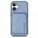 iPhone 16 Plus Carbon Fiber Leather Card Magsafe Phone Case - Blue
