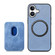 iPhone 16 Plus Carbon Fiber Leather Card Magsafe Phone Case - Blue