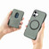 iPhone 16 Plus Carbon Fiber Leather Card Magsafe Phone Case - Green
