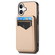 iPhone 16 Plus Carbon Fiber MagSafe Vertical Flip Card Bag Phone Case - Khaki