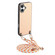 iPhone 16 Plus Carbon Fiber Texture Leather Back Phone Case with Crossbody Strap - Khaki