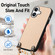 iPhone 16 Plus Carbon Fiber Texture Leather Back Phone Case with Crossbody Strap - Khaki