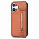 iPhone 16 Plus Carbon Fiber Vertical Flip Zipper Phone Case - Brown