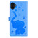iPhone 16 Plus Cartoon Elephant Embossed Leather Phone Case - Blue