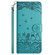 iPhone 16 Plus Cat Embossing Pattern Leather Phone Case with Lanyard - Blue