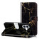 iPhone 16 Plus Colored Drawing Marble Pattern Leather Phone Case - Black Gold Marble