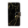 iPhone 16 Plus Colored Drawing Marble Pattern Leather Phone Case - Black Gold Marble