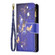 iPhone 16 Plus Colored Drawing Pattern Zipper Phone Leather Case - Purple Butterfly