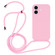 iPhone 16 Plus Crossbody Lanyard Liquid Silicone Case - Pink
