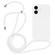 iPhone 16 Plus Crossbody Lanyard Liquid Silicone Case - White