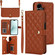 iPhone 16 Plus Crossbody Multifunction Rhombic Leather Phone Case - Brown