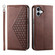iPhone 16 Plus Cubic Grid Calf Texture Magnetic Leather Phone Case - Brown