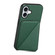 iPhone 16 Plus D04 Calf Texture Dual Card Slot Holder Phone Case - Green