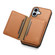 iPhone 16 Plus Denior Cowhide Texture Leather MagSafe Detachable Wallet Phone Case - Khaki