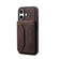 iPhone 16 Plus Denior D17 Skin Feel MagSafe Detachable Card Slot Phone Case - Brown