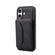 iPhone 16 Plus Denior D18 Skin Feel Rotating Holder MagSafe Detachable Card Slot Phone Case - Black