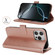 iPhone 16 Plus Double Fold Printed Embossing Leather Phone Case - Rose Gold