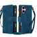 iPhone 16 Plus Dream 9-Card Zipper Wallet RFID Leather Phone Case with Lanyard - Blue