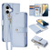 iPhone 16 Plus DUX DUCIS Lawa Series 2 in 1 Wallet Zipper Detachable MagSafe Phone Case with Lanyard - Light Blue