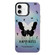 iPhone 16 Plus Electroplated Silver Series PC Protective Phone Case - Black Butterfly