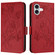 iPhone 16 Plus Embossed Rose RFID Anti-theft Leather Phone Case - Red
