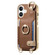 iPhone 16 Plus Fashion Ring Card Bag Phone Case with Hang Loop - Brown