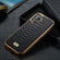 iPhone 16 Plus Fierre Shann Python Texture Electroplating PU Phone Case - Black