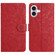 iPhone 16 Plus Floral Embossed Pattern Leather Phone Case - Red