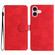 iPhone 16 Plus Flower Embossing Pattern Leather Phone Case - Red
