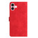 iPhone 16 Plus Flower Embossing Pattern Leather Phone Case - Red