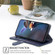 iPhone 16 Plus Geometric Stitching Leather Phone Case - Blue