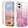 iPhone 16 Plus IMD Gradient Feather PC Hybrid TPU Phone Case - Light Pink