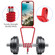 iPhone 16 Plus Integrated Card Bag Solid Color Liquid Silicone Phone Case with Lanyard - Red