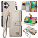 iPhone 16 Plus Love Zipper Lanyard Leather Phone Case - Gray