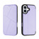 iPhone 16 Plus Magnetic Armor Series RFID Card Slots Leather Phone Case - Purple