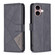 iPhone 16 Plus Magnetic Buckle Rhombus Texture Leather Phone Case - Black