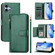 iPhone 16 Plus Multi-Card Slots Zipper Wallet Leather Phone Case - Green