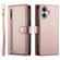iPhone 16 Plus Nine Card-slot Zipper Wallet Bag Leather Phone Case - Pink